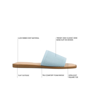 PRISILLA SLIDE SANDALS IN KNIT FABRIC IN WIDE - Blue