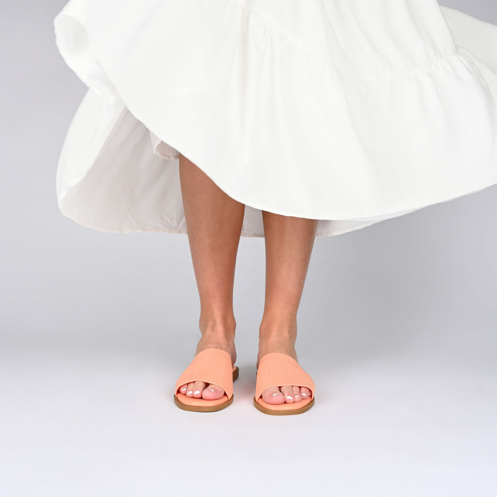 PRISILLA SLIDE SANDALS IN KNIT FABRIC