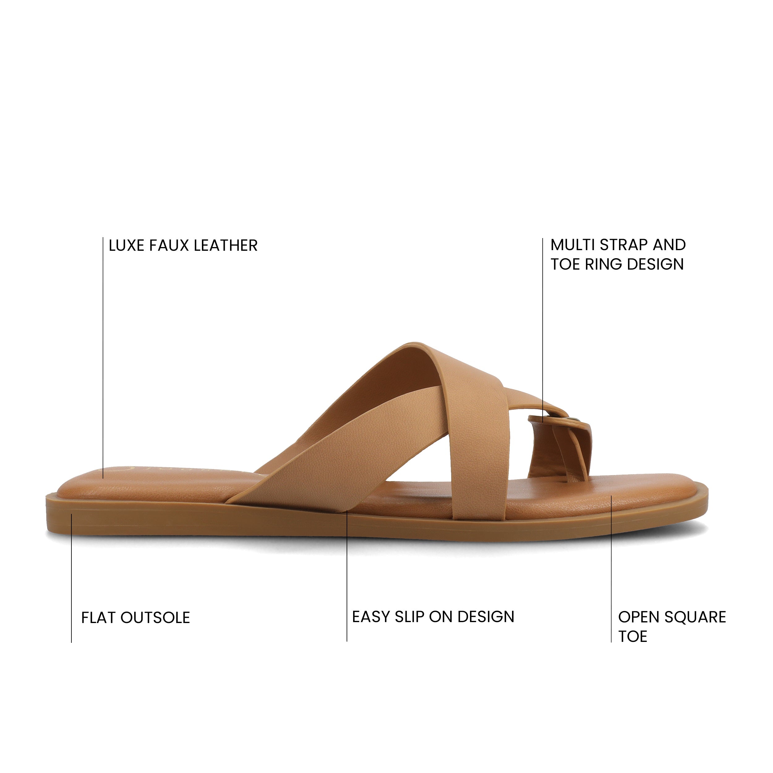 PRIZZIE SLIP ON FLAT SANDALS - Tan