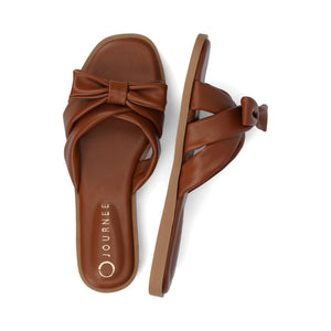 PRYLIN FLAT SANDALS - Cognac