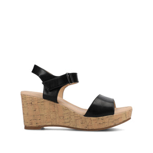 RANAE WEDGE HEELED SANDALS - Black PU