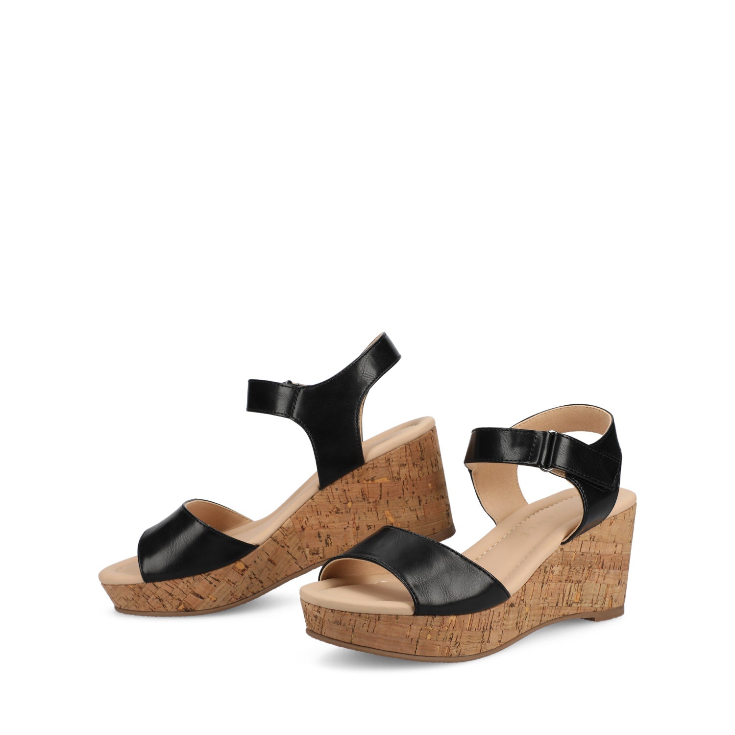 RANAE WEDGE HEELED SANDALS - Black PU