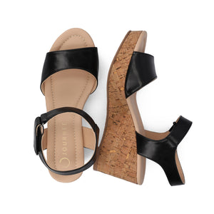 RANAE WEDGE HEELED SANDALS - Black PU