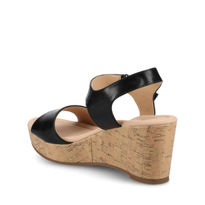 RANAE WEDGE HEELED SANDALS - Black PU