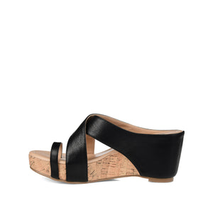 RAYNA WEDGE HEELED SANDAL IN VEGAN LEATHER - Black