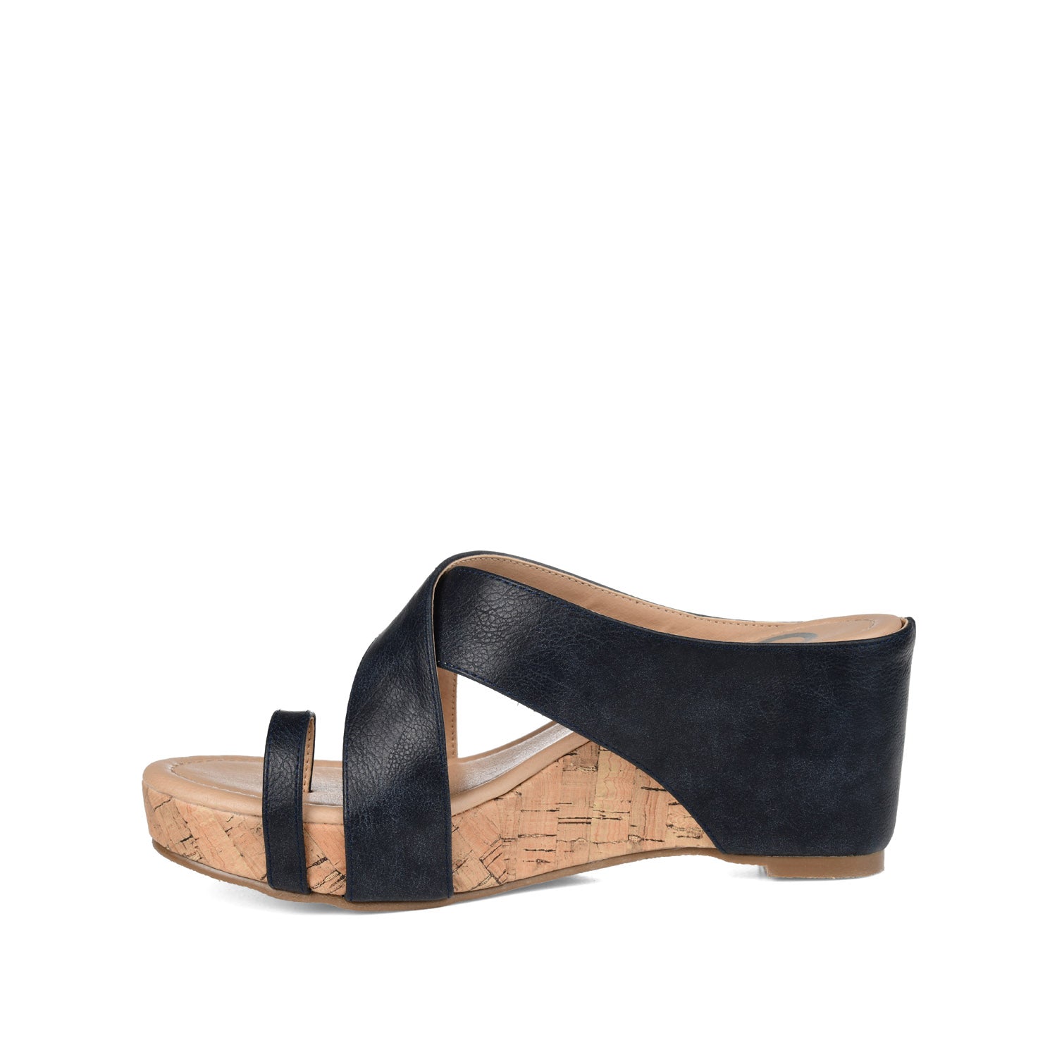RAYNA WEDGE HEELED SANDAL IN VEGAN LEATHER - Navy Nubuck