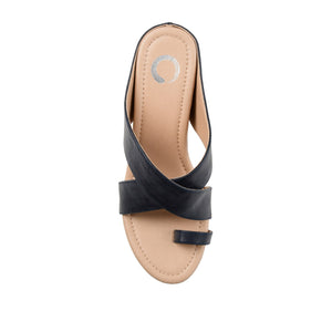 RAYNA WEDGE HEELED SANDAL IN VEGAN LEATHER - Navy Nubuck