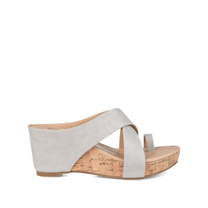 RAYNA WEDGE HEELED SANDAL IN VEGAN LEATHER - Stone