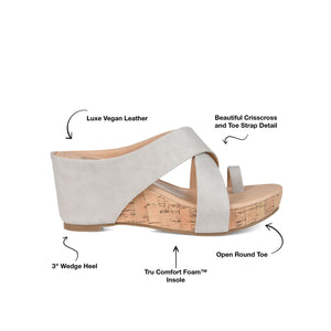 RAYNA WEDGE HEELED SANDAL IN VEGAN LEATHER - Stone