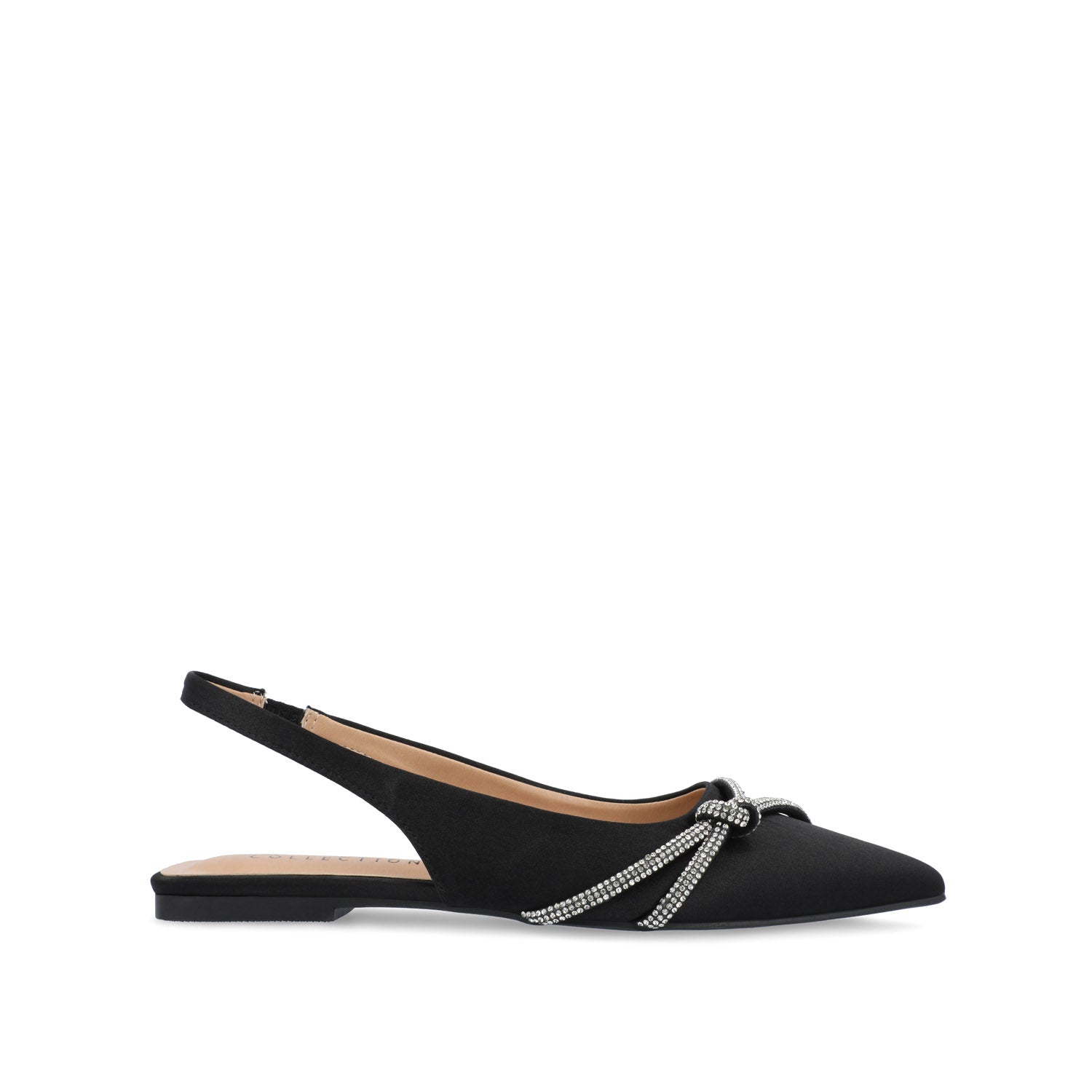 REBBEL FORMAL SLINGBACK FLATS IN SATIN - Black