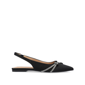 REBBEL FORMAL SLINGBACK FLATS IN SATIN - Black