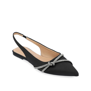 REBBEL FORMAL SLINGBACK FLATS IN SATIN - Black