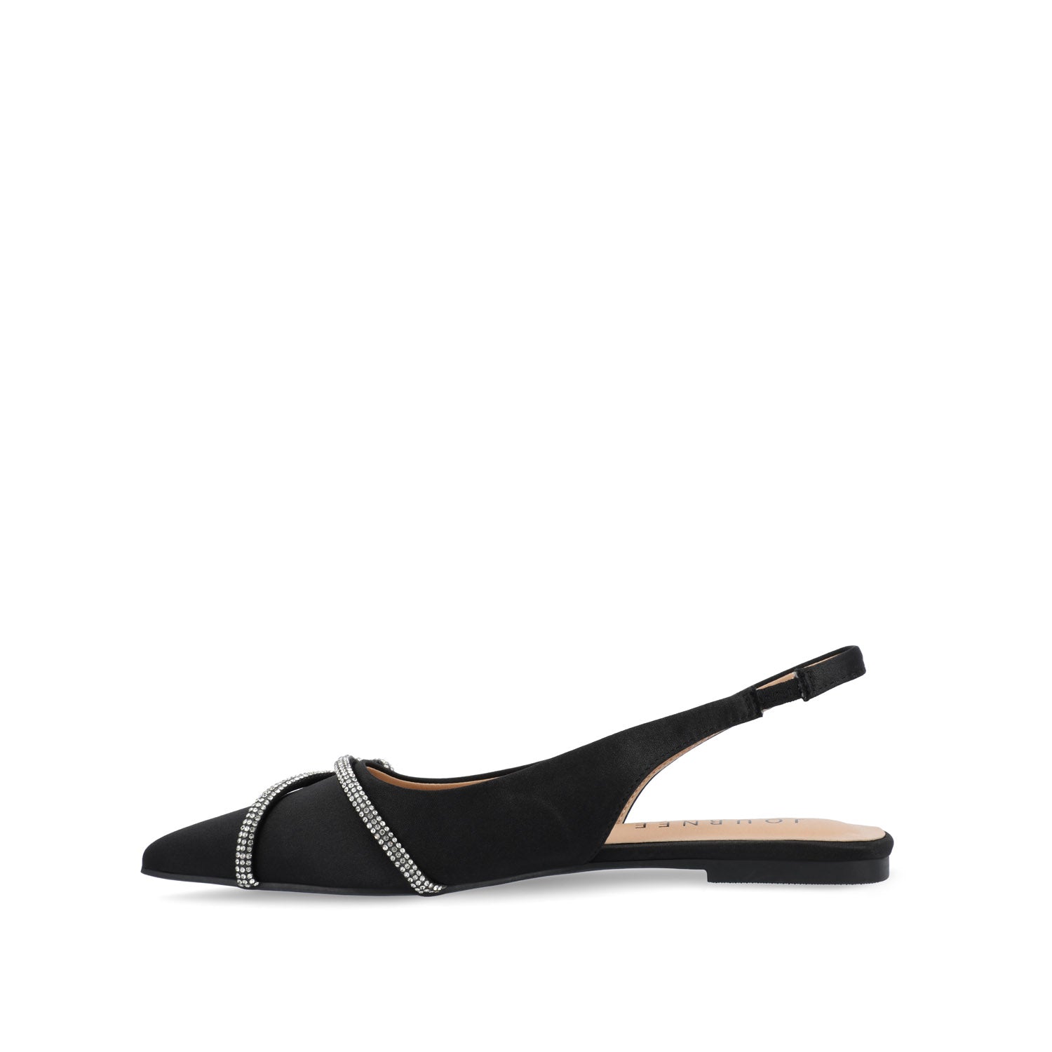 REBBEL FORMAL SLINGBACK FLATS IN SATIN - Black