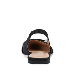 REBBEL FORMAL SLINGBACK FLATS IN SATIN - Black