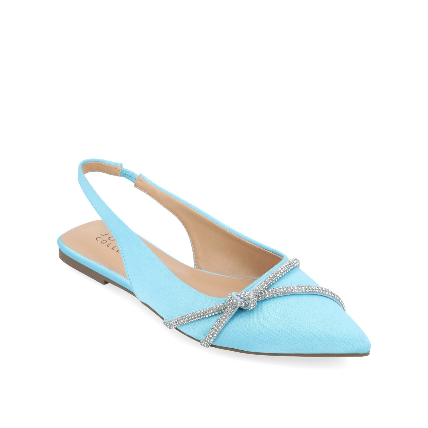 REBBEL FORMAL SLINGBACK FLATS IN SATIN - Blue