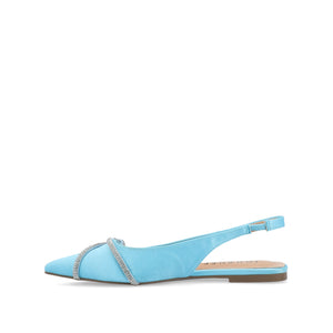 REBBEL FORMAL SLINGBACK FLATS IN SATIN - Blue