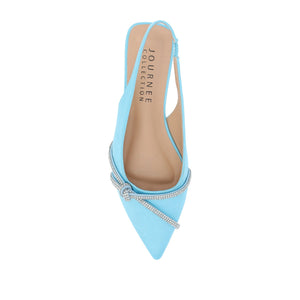 REBBEL FORMAL SLINGBACK FLATS IN SATIN - Blue