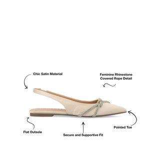 REBBEL FORMAL SLINGBACK FLATS IN SATIN