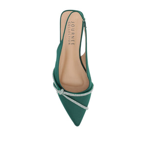REBBEL FORMAL SLINGBACK FLATS IN SATIN - Green