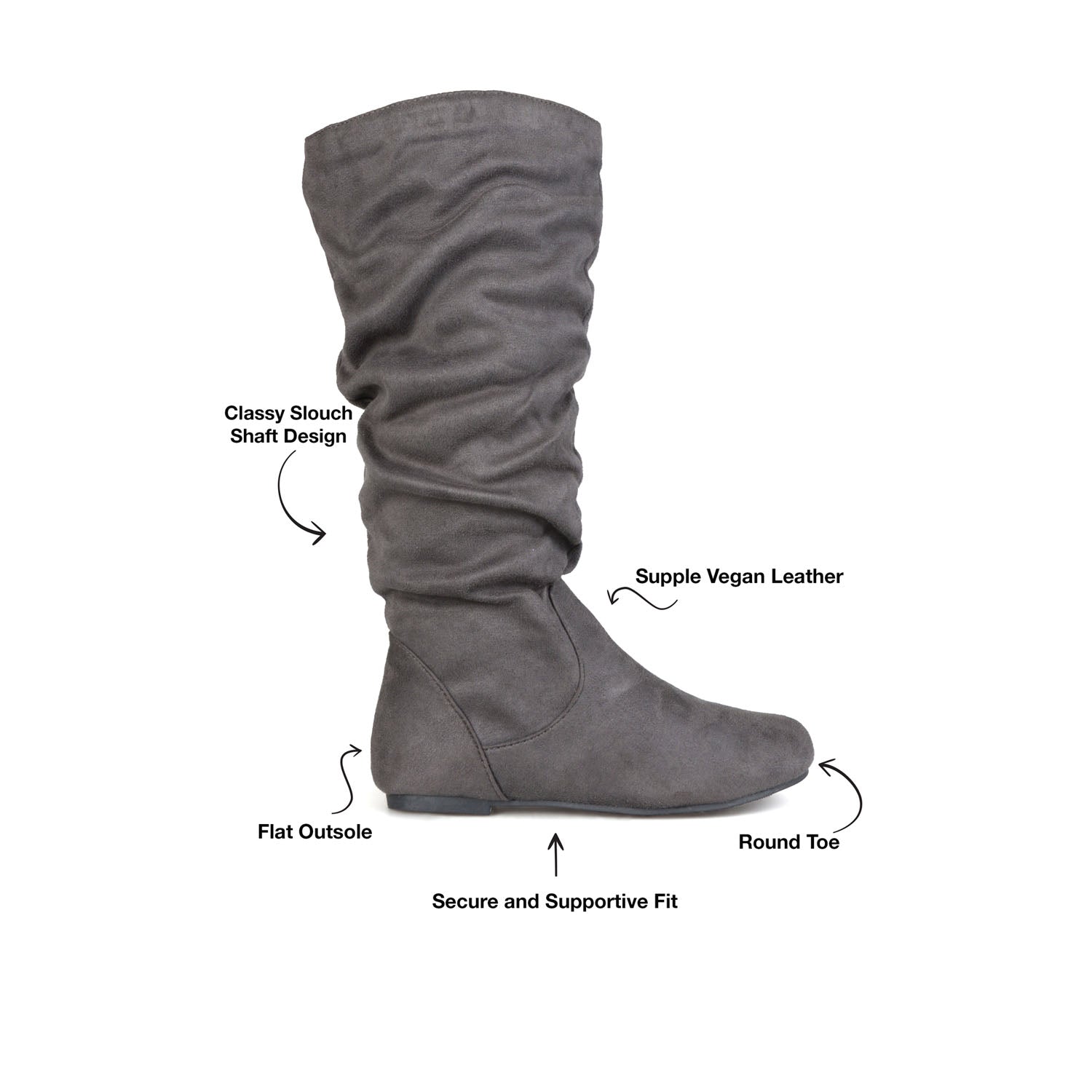 REBECCA KNEE HIGH BOOTS IN WIDE CALF - Grey