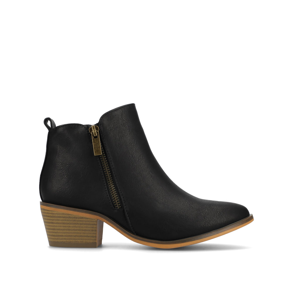 REBEL ZIP-UP BOOTIES IN FAUX LEATHER