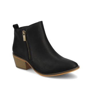 REBEL ZIP-UP BOOTIES IN FAUX LEATHER