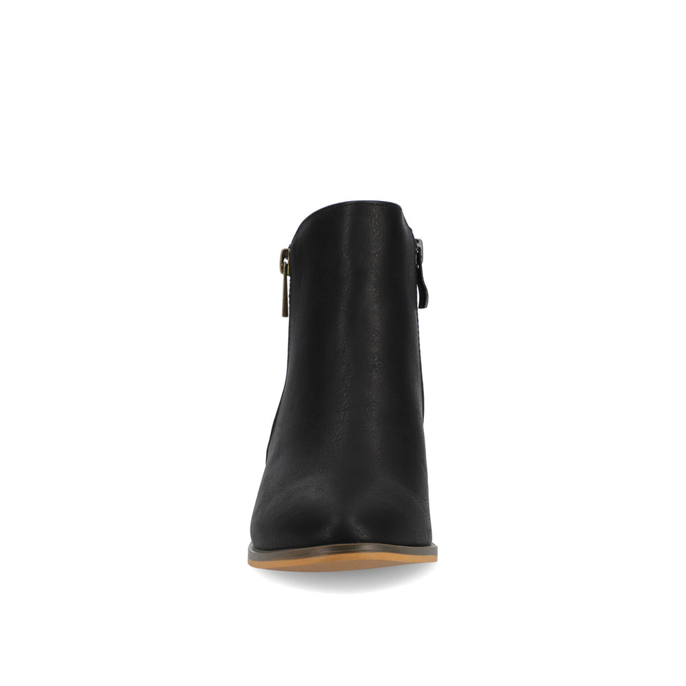 REBEL ZIP-UP BOOTIES IN FAUX LEATHER