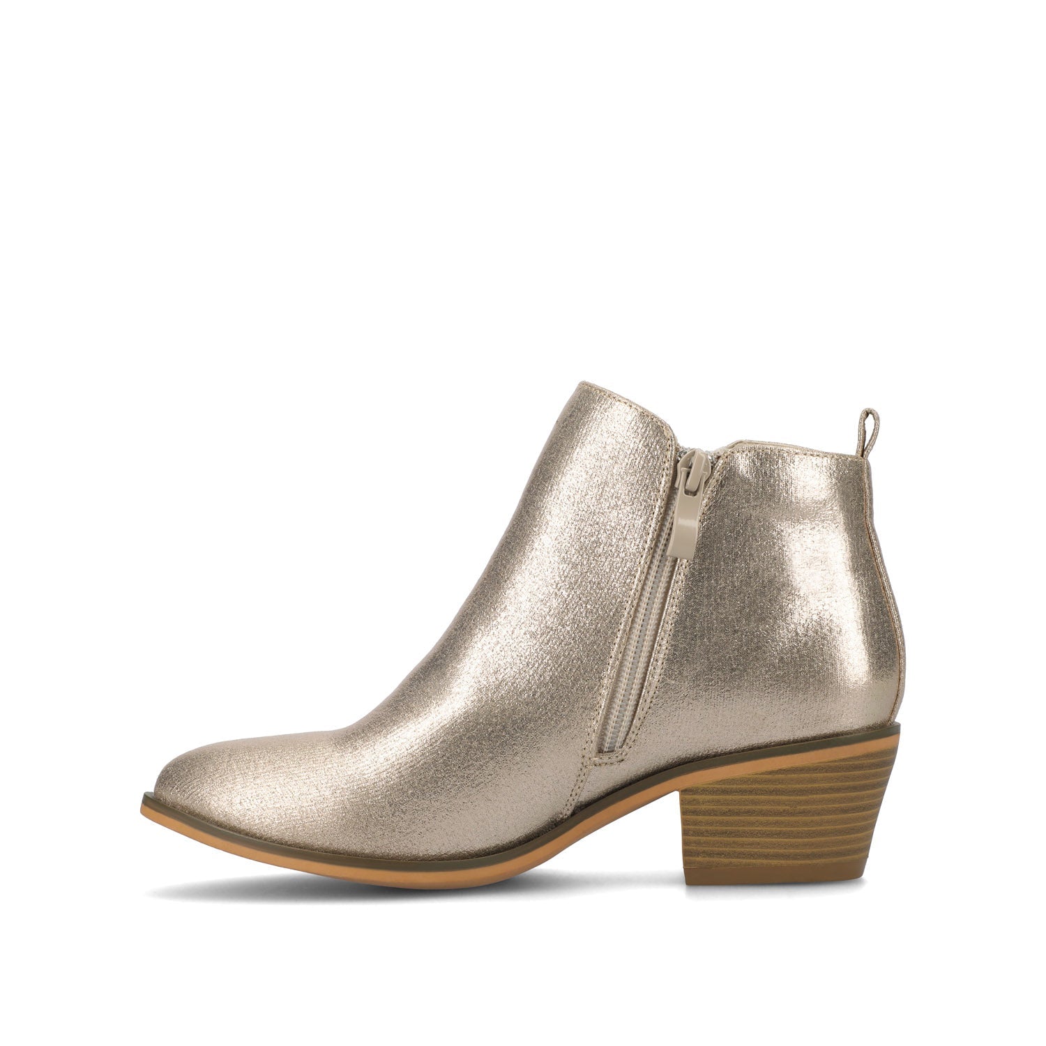 REBEL ZIP-UP BOOTIES IN VEGAN LEATHER - Gold PU