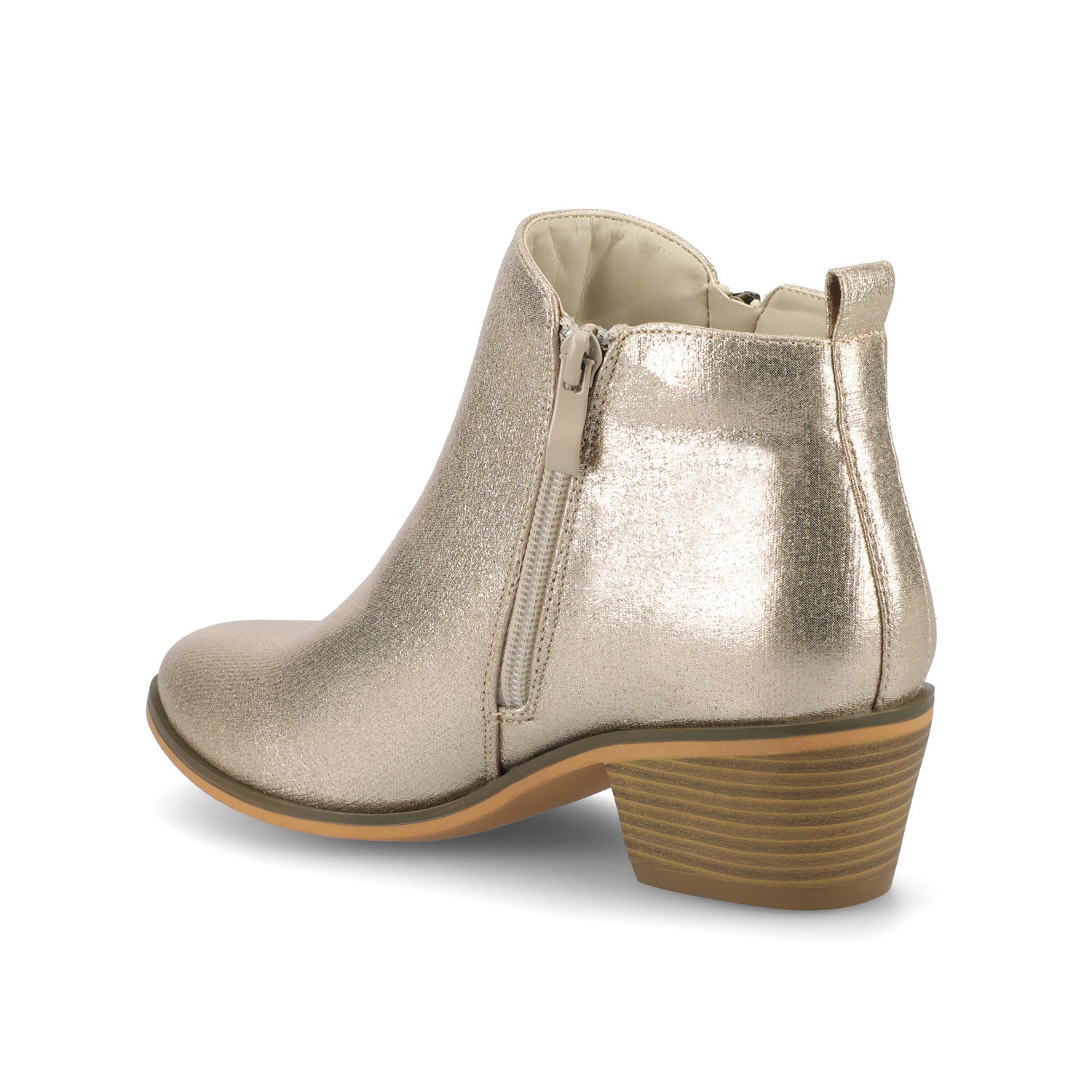 REBEL ZIP-UP BOOTIES IN VEGAN LEATHER - Gold PU