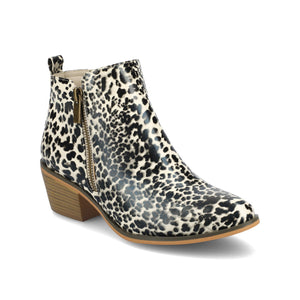 REBEL ZIP-UP BOOTIES IN VEGAN LEATHER - Leopard