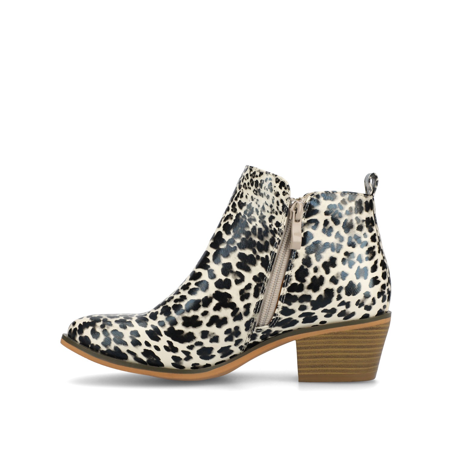 REBEL ZIP-UP BOOTIES IN VEGAN LEATHER - Leopard