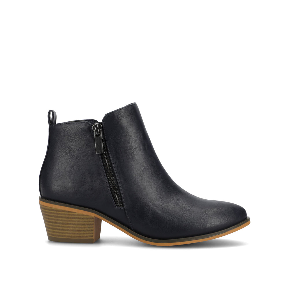 REBEL ZIP-UP BOOTIES IN FAUX LEATHER