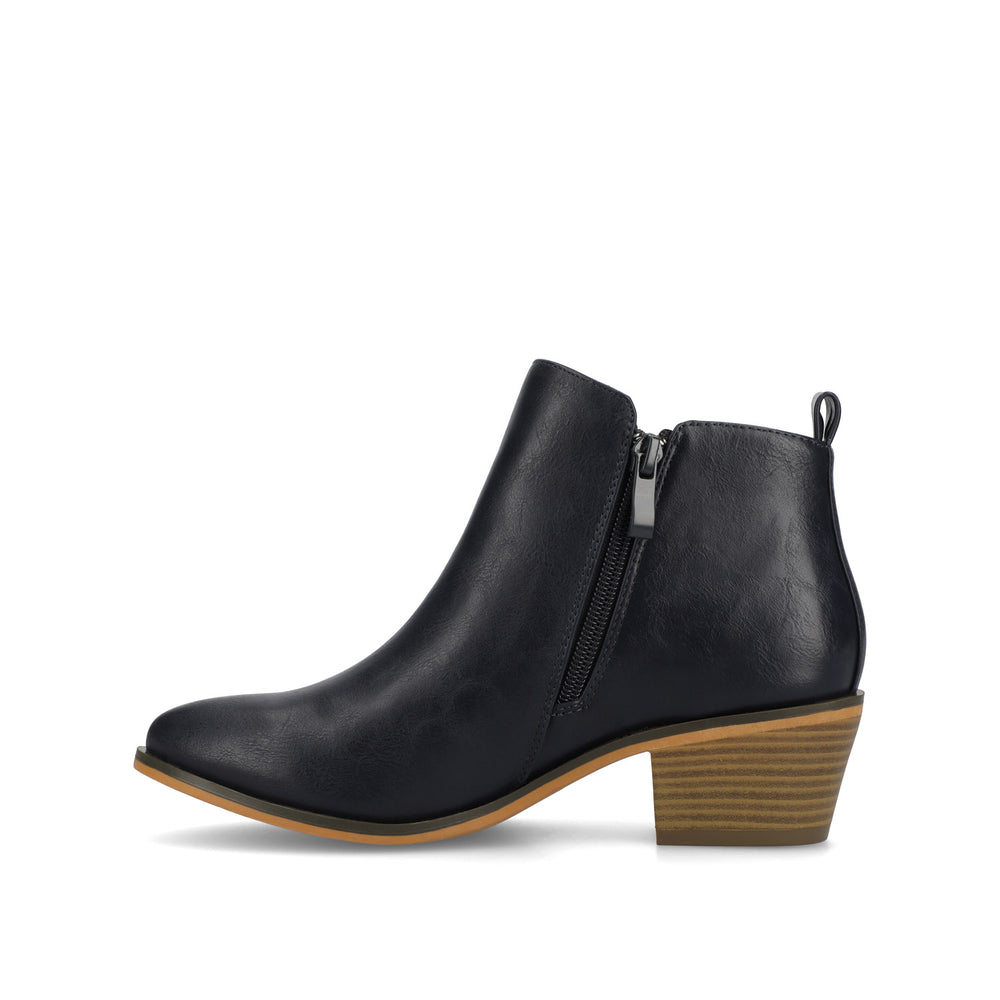 REBEL ZIP-UP BOOTIES IN FAUX LEATHER