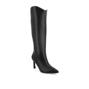 REHELA VEGAN LEATHER KNEE HIGH BOOTS IN WIDE - Black