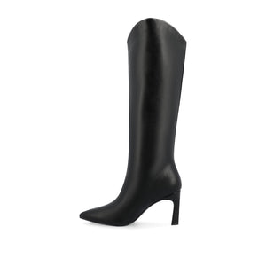 REHELA VEGAN LEATHER KNEE HIGH BOOTS IN WIDE - Black