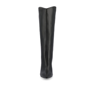 REHELA VEGAN LEATHER KNEE HIGH BOOTS IN WIDE - Black