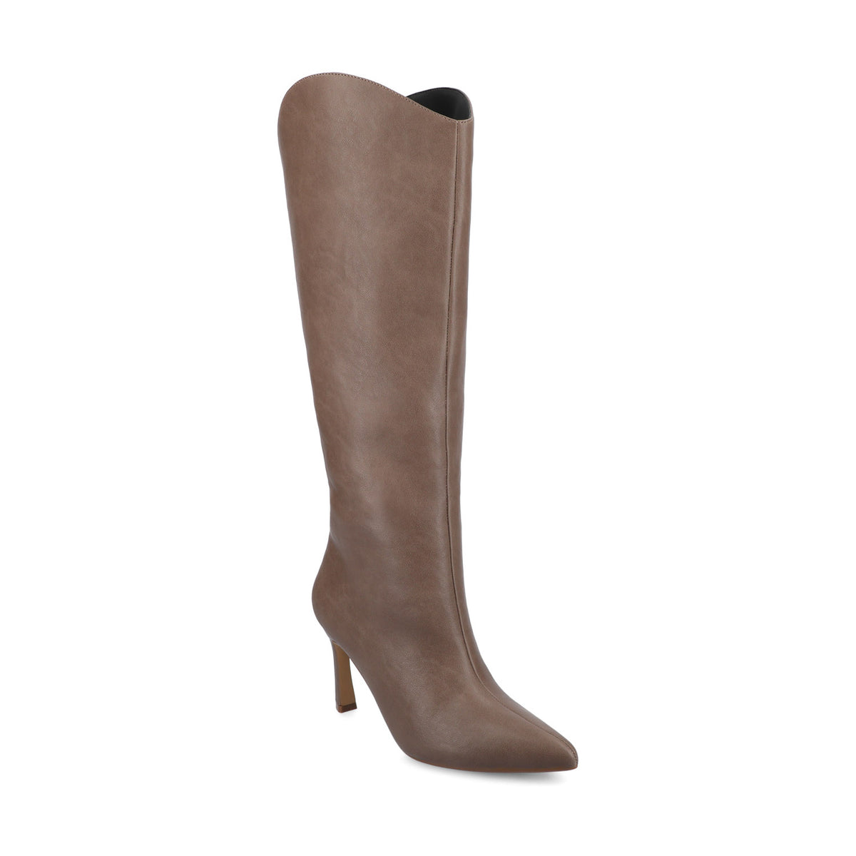 REHELA VEGAN LEATHER KNEE HIGH BOOTS IN WIDE - Greige Pebble