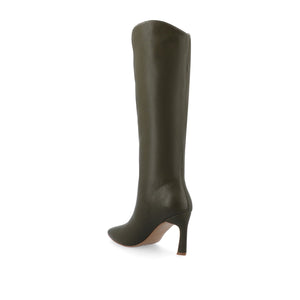 REHELA KNEE HIGH BOOTS IN VEGAN LEATHER - Olive