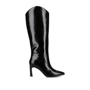 REHELA KNEE HIGH BOOTS IN VEGAN LEATHER - Black Patent