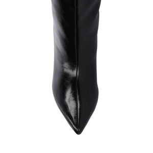 REHELA VEGAN LEATHER KNEE HIGH BOOTS IN WIDE - Black Patent