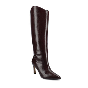 REHELA VEGAN LEATHER KNEE HIGH BOOTS IN WIDE - Taupe Patent