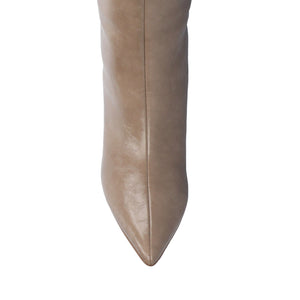 REHELA VEGAN LEATHER KNEE HIGH BOOTS IN WIDE - Taupe Patent