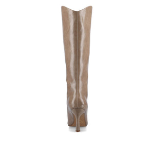 REHELA KNEE HIGH BOOTS IN VEGAN LEATHER - Taupe Patent