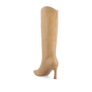 REHELA KNEE HIGH BOOTS IN VEGAN LEATHER - Tan