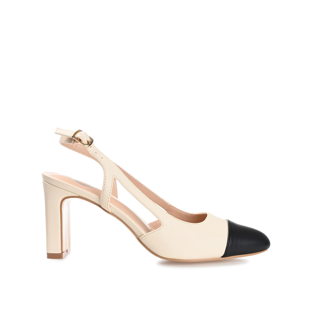 REIGNN BLOCK HEEL PUMPS IN FAUX LEATHER