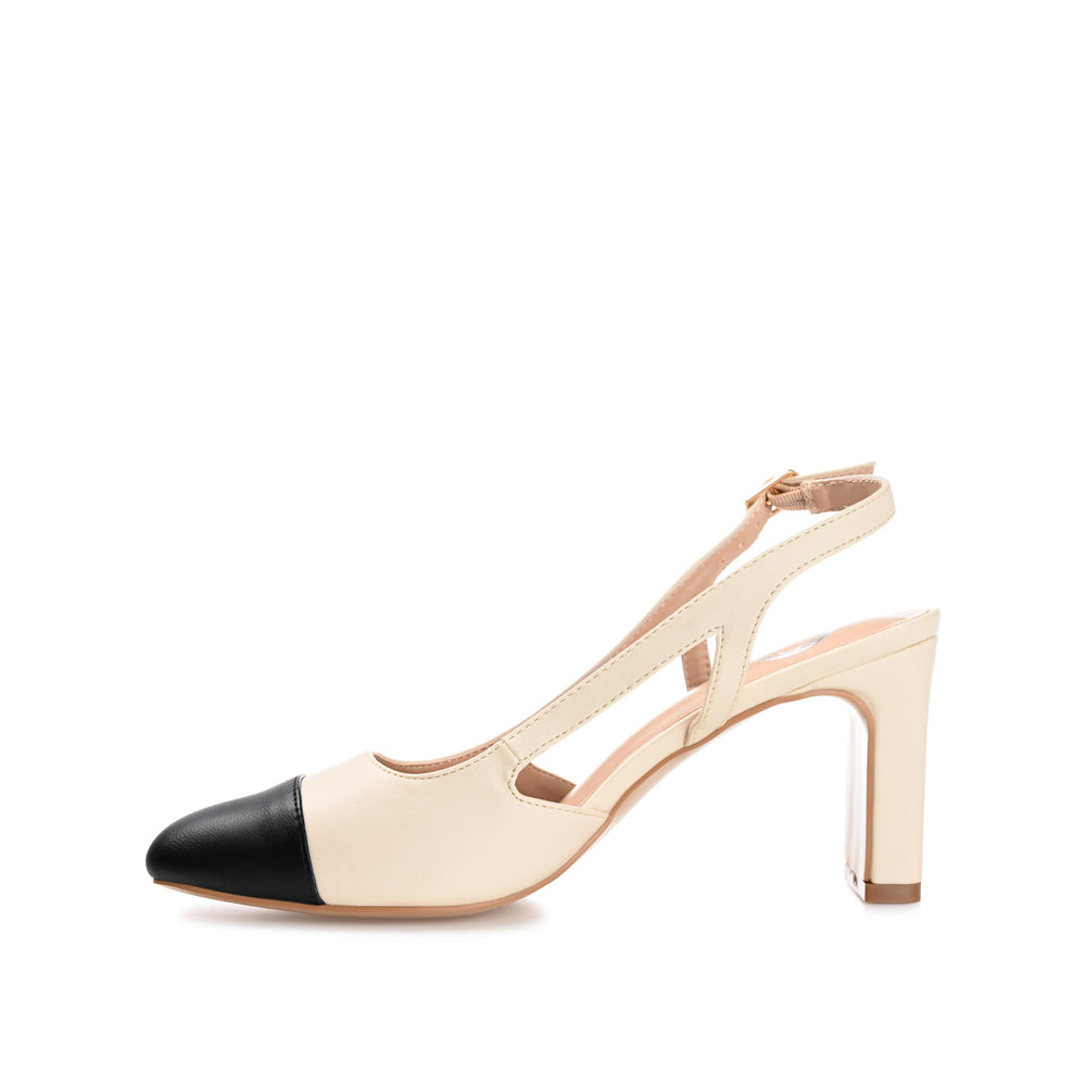 REIGNN BLOCK HEEL PUMPS IN FAUX LEATHER