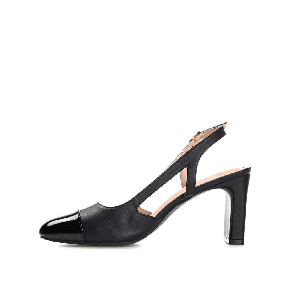 REIGNN BLOCK HEEL PUMPS IN FAUX LEATHER