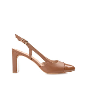 REIGNN BLOCK HEEL PUMPS IN VEGAN LEATHER - Tan