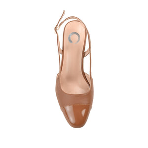 REIGNN BLOCK HEEL PUMPS IN VEGAN LEATHER - Tan