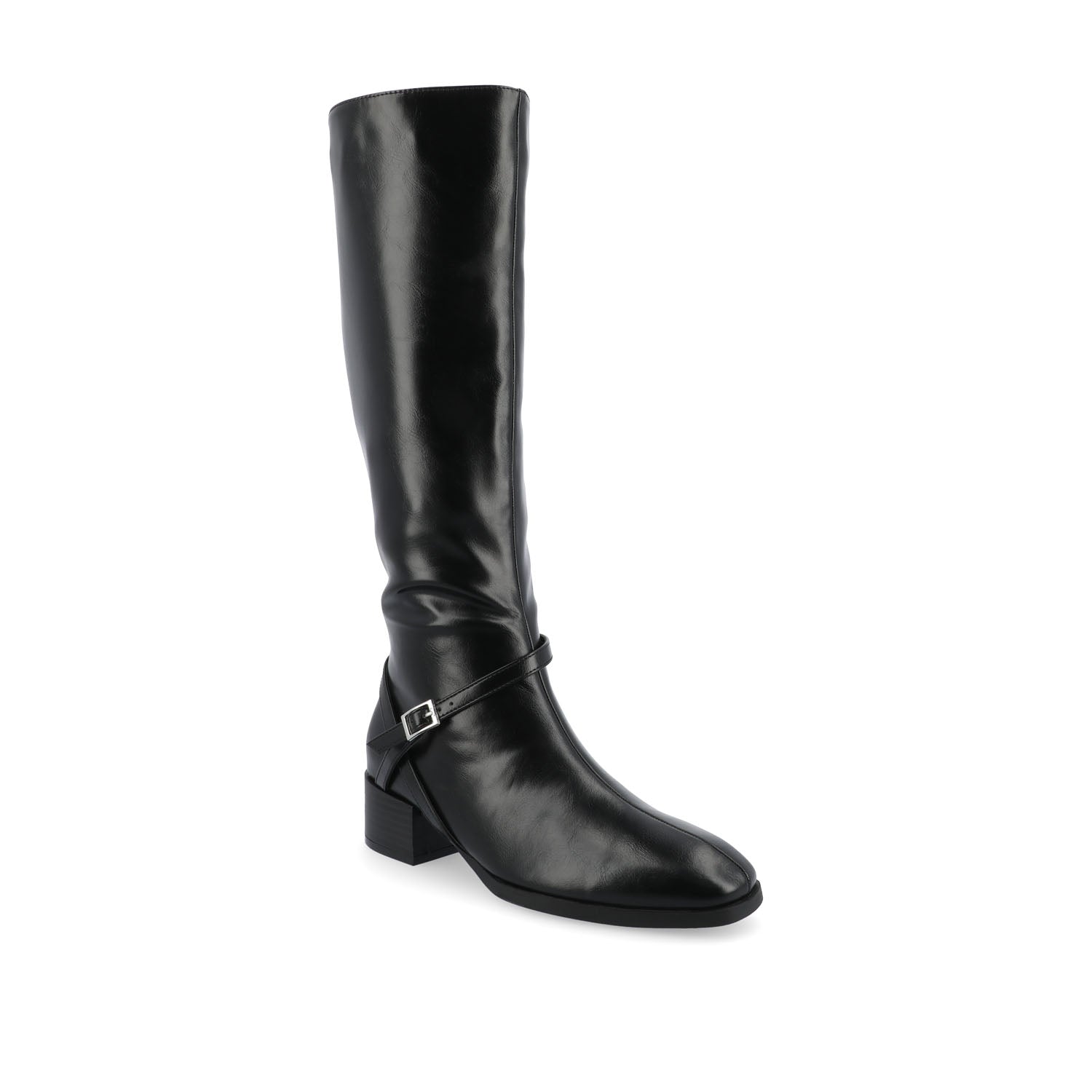 RHIANAH KNEE HIGH BOOTS IN WIDE CALF - Black